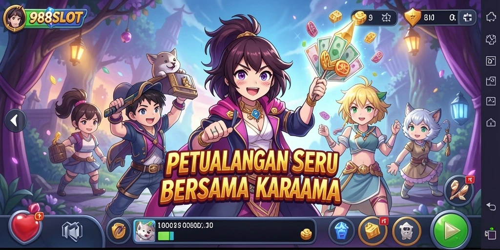 Tampilan gameplay seru dengan karakter anime favorit.