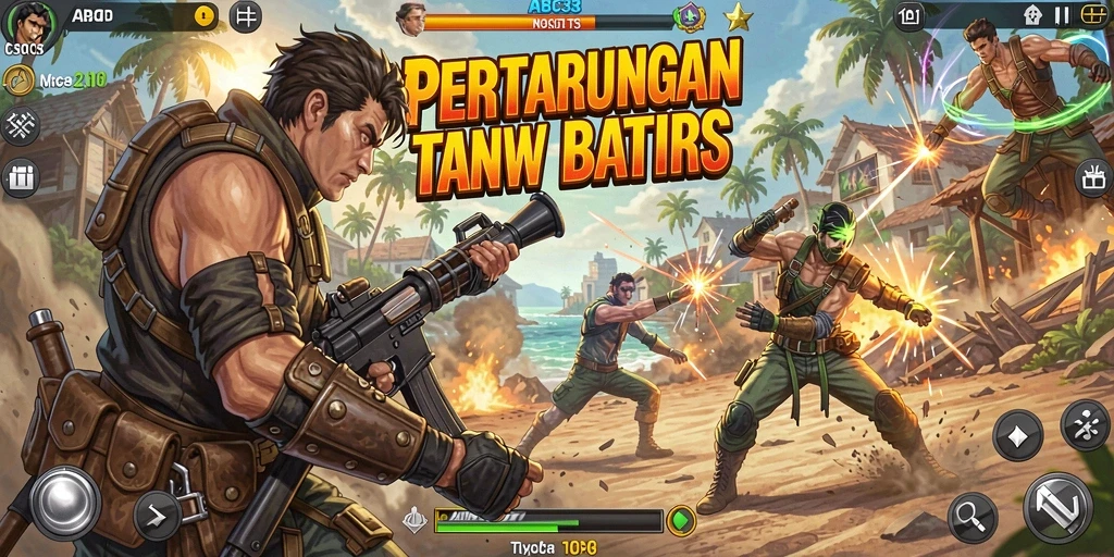 Screenshot gameplay ABC33 yang menunjukkan aksi petarungan yang intens.