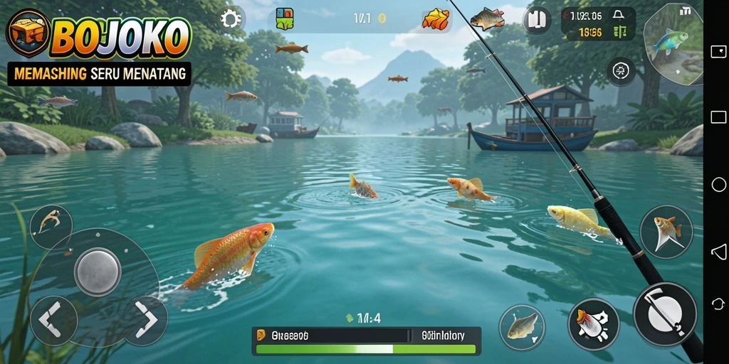 Tampilan gameplay memancing yang menarik di BOSJOKO.