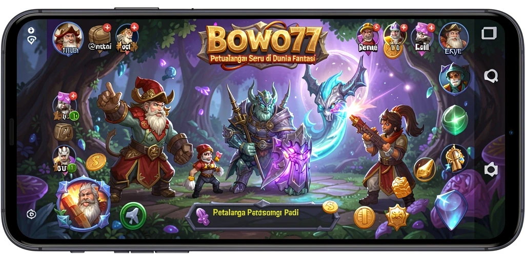 Screenshot gameplay BOWO77 menampilkan aksi petualangan yang mendebarkan.