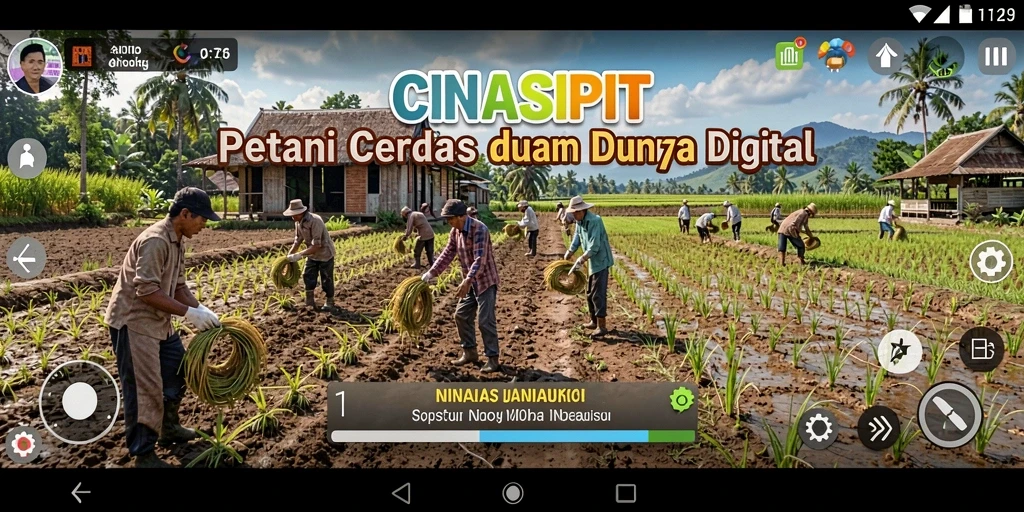Screenshot gameplay CINASIPIT yang menunjukkan aktivitas bertani.