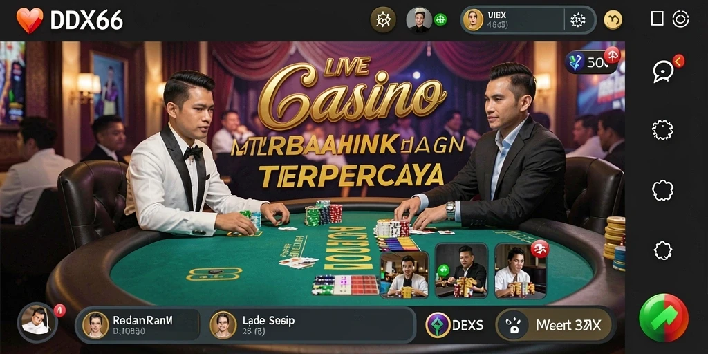 Screenshot utama IDX66 menampilkan suasana gameplay Live Casino yang mendebarkan.
