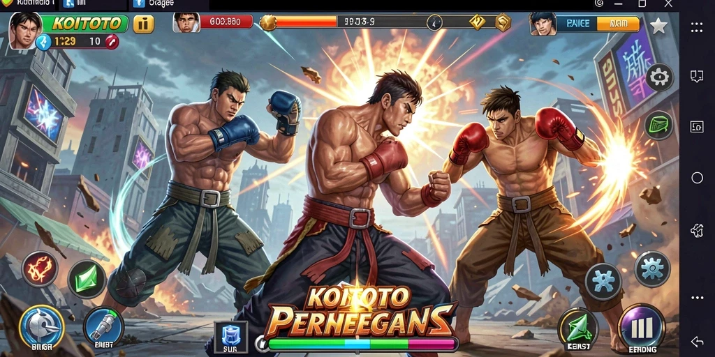 Tampilan aksi pertarungan seru dalam KOITOTO dengan grafis menarik.