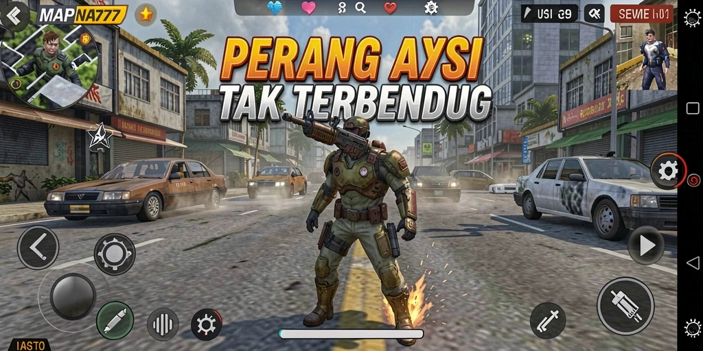 Screenshot gameplay <strong>MAPNA777</strong> menunjukkan aksi pertempuran yang intens dan mendebarkan.