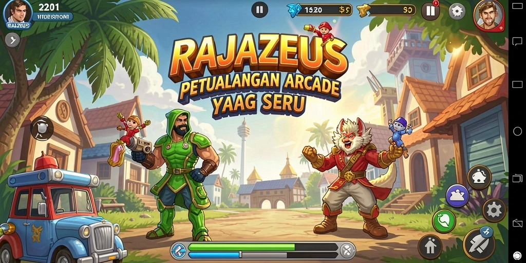 Screenshot gameplay RAJAZEUS yang menampilkan aksi seru dalam Arcade.