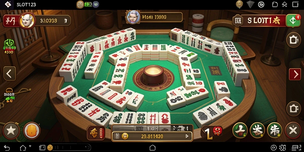 Tampilan menarik dari gameplay Mahjong di SLOT123.